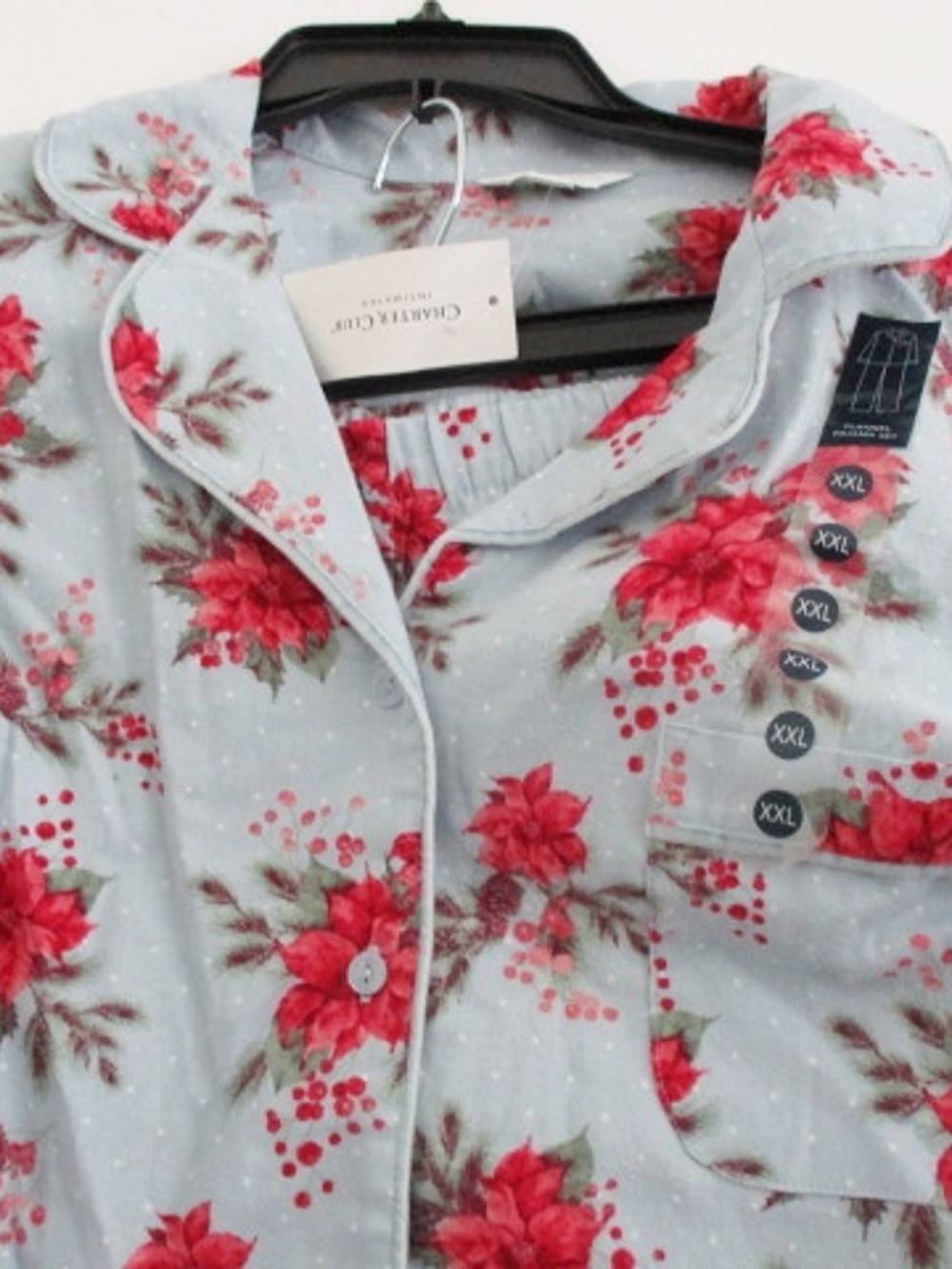 CHARTER CLUB - Pajamas Poinsettia Cotton Flannel Set - XXL - Picture 2 of 9